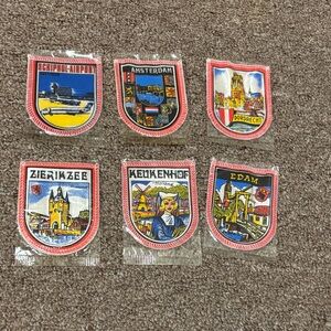 Lot of 6 Vintage European Embroidered & Felt Patches Sew On Travel Souvenir New